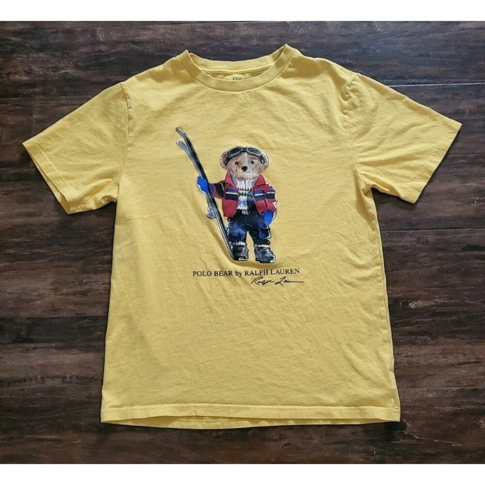 Polo Ralph Lauren Polo Bear Graphic Yellow T-Shirt Youth Size Large 14-16